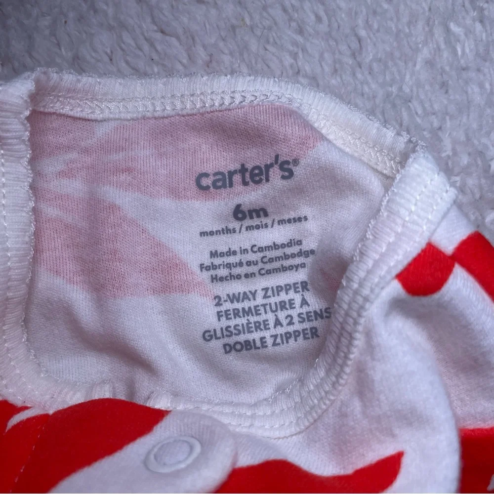 Carter's White One-Piece Footed Pajamas with Red Floral Print - Picture 6 of 7